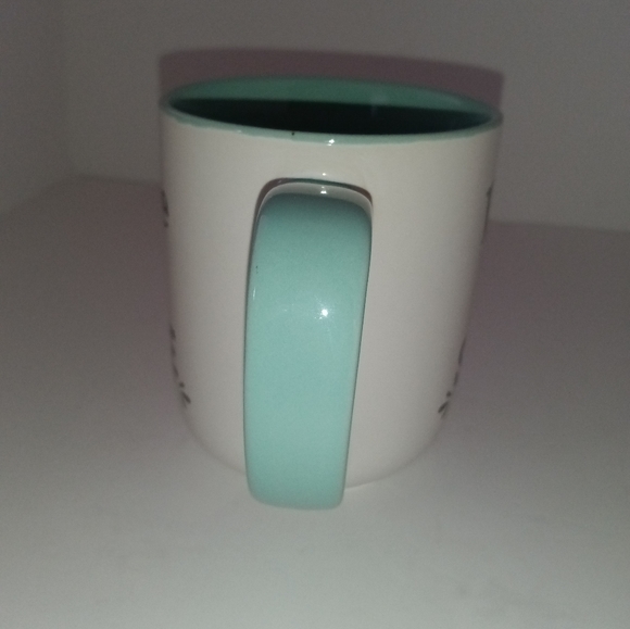 Rise & Shine Coffee Mug Turquoise w/ Metallic Silver Writing - Picture 5 of 7